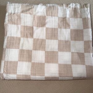 Checkered Beige and White Swaddle Blanket